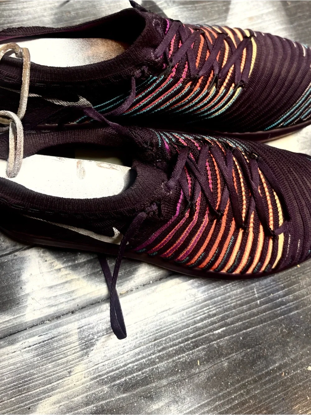 Nike Air Zoom Pegasus 36 sneakers with diagonal stripes in multiple colors W8.5